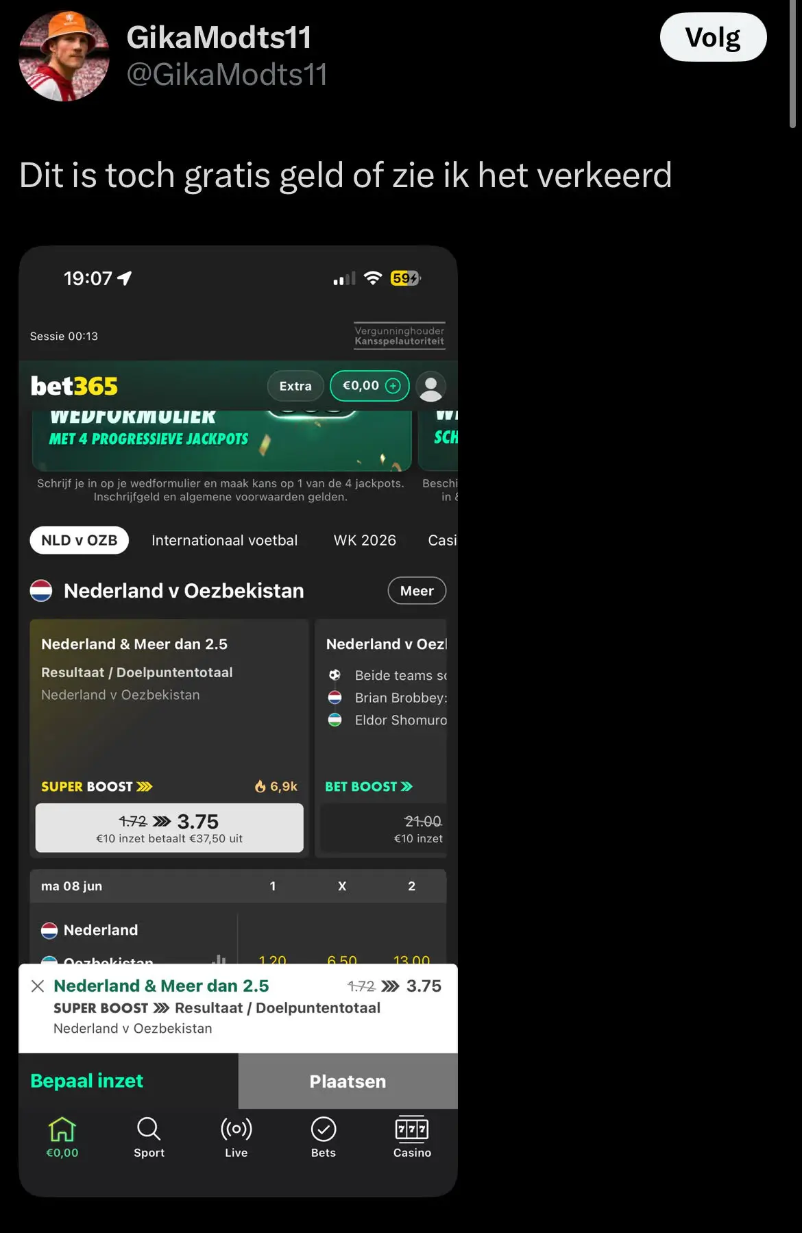 Bet365 onder vuur: 'Over 2.5' bij Nederland - Oezbekistan zou stiekem zijn omgezet naar 'Over 3.5' nadat spelers hadden ingezet