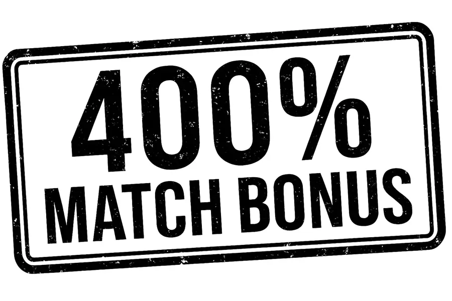 400 procent match bonus screenshot