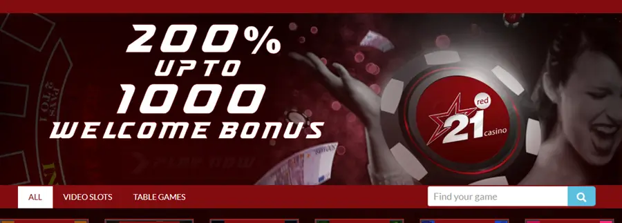 21red casino welcome bonus screenshot