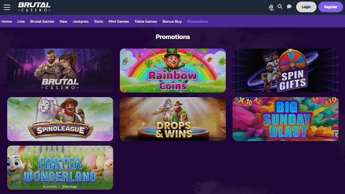 Bonussen en promoties bij Brutal casino