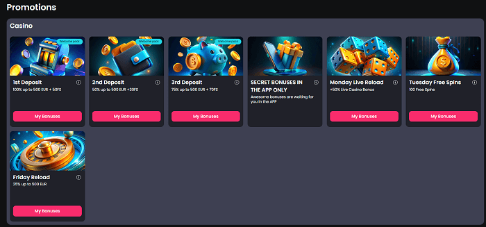 Bonussen en promoties bij tip top bet casino