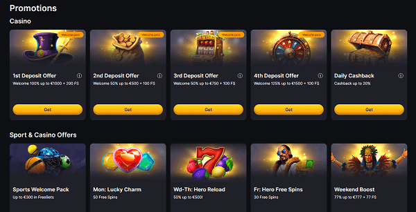 Bonussen en promoties bij winhero casino