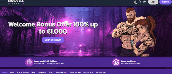 Brutal casino homepage