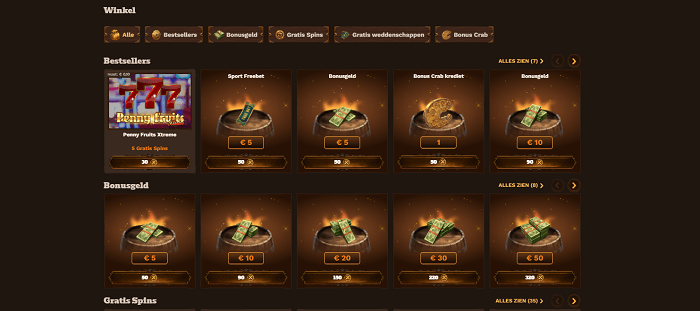 De winkel bij Fat pirate casino