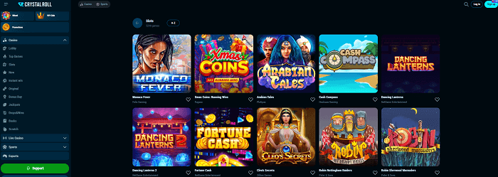 Gokkasten bij crystal roll casino