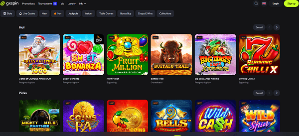 Gxspins casino spelaanbod