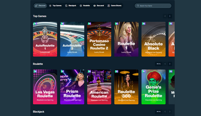 Live casino spellen bij luckymax casino