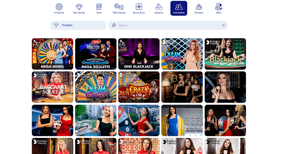 Live casino van Bluvegas casino