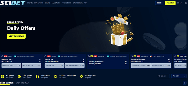 Scibet casino hoofdpagina
