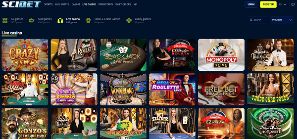 Scibet casino live sectie