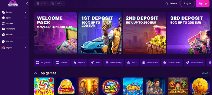 Slotrush casino home pagina
