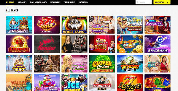 Spelaanbod van 21bets casino