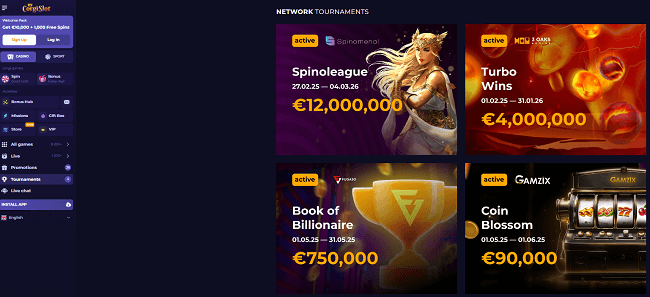 Toernooien bij corgislot casino