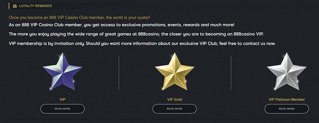 VIP programma bij 888 casino