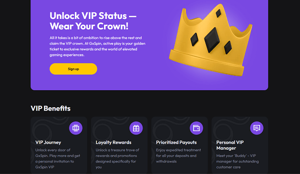 Vip programma van Gxspin casino