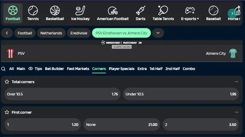dynabet wedden op eredivisie screenshot