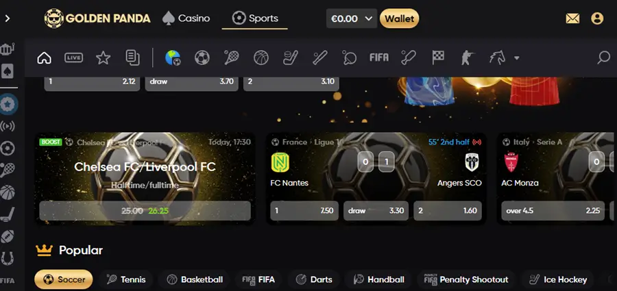golden panda sportsbook screenshot