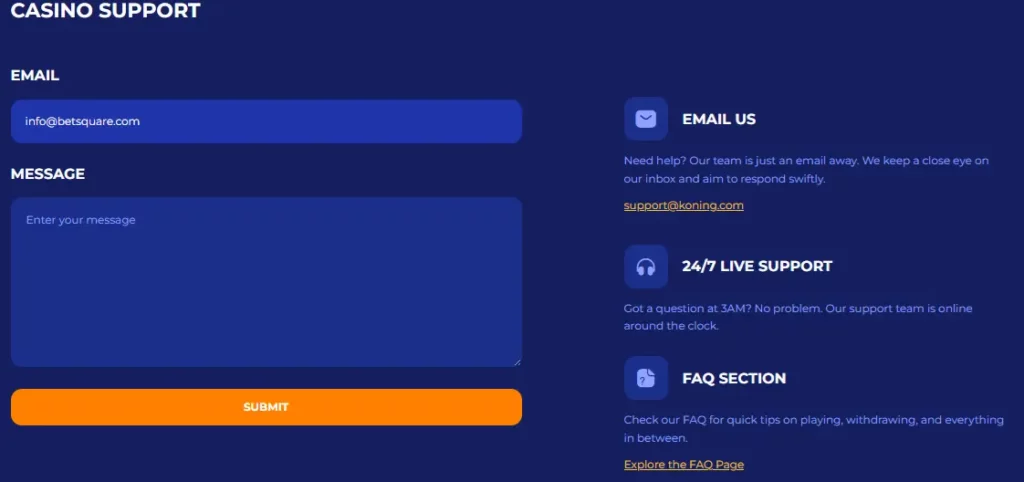 konings bet support page