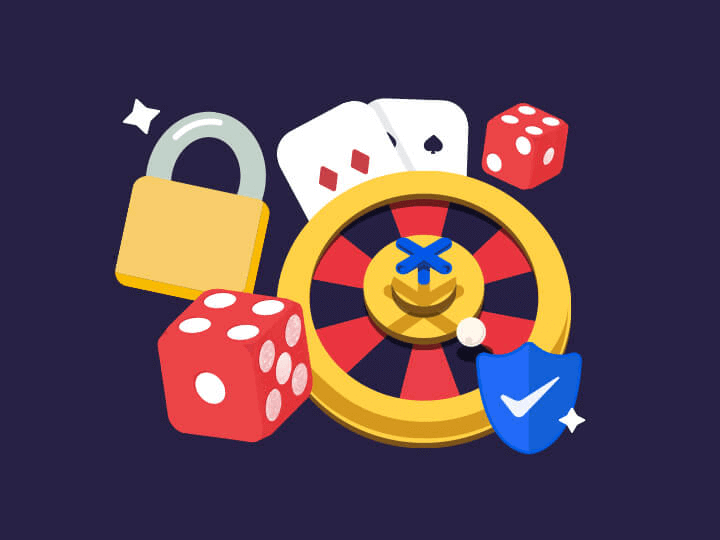 animation of casino games with secure online casino badge