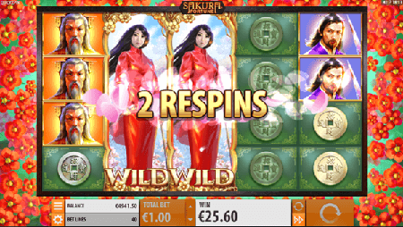 2 respins op de online slot voor nederlanders Sakura Fortune