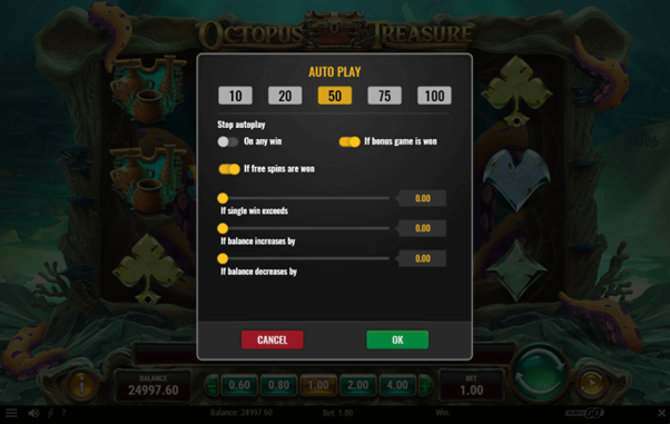 Autoplay op de online slot Octopus Treasure