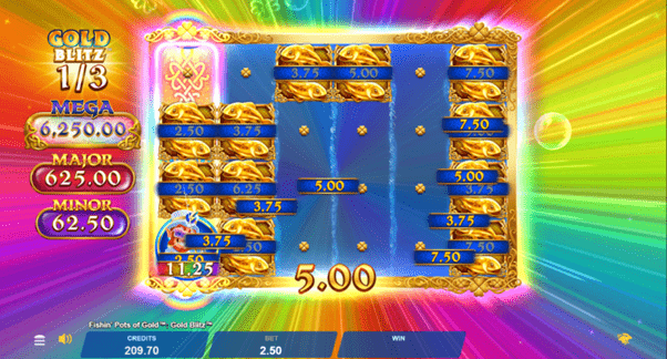 Bonus games op het speelveld van de online slot Fishin' Pots of Gold Gold Blitz