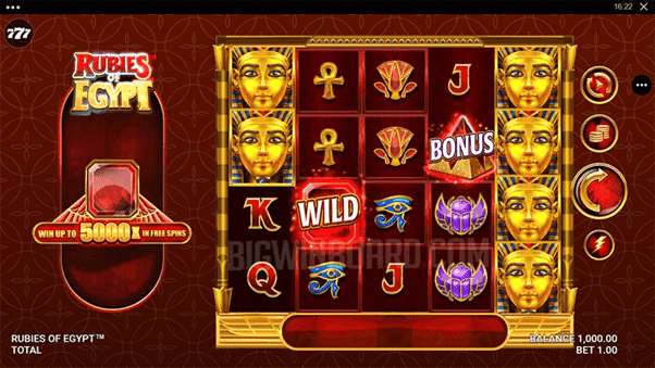 Bonussen en wilds op het Online casino speelveld van Ruby Ruby&rsquo;s of Egypt slot