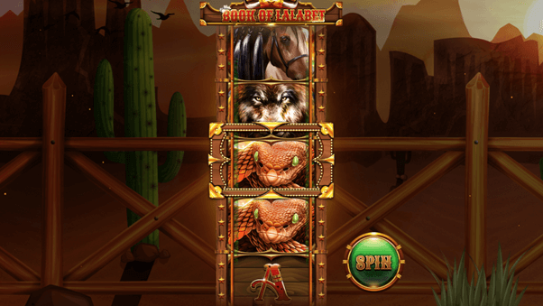 Gratis spin animatie op het speelveld van de Online Slot Book of Lalabet