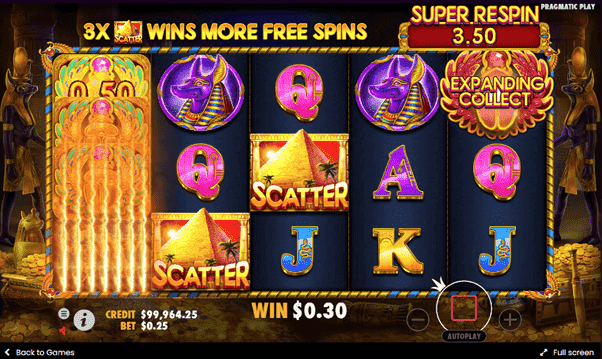 Money collect feature voor de Online Casino slot John Hunter and the Tomb of the Scarab Queen