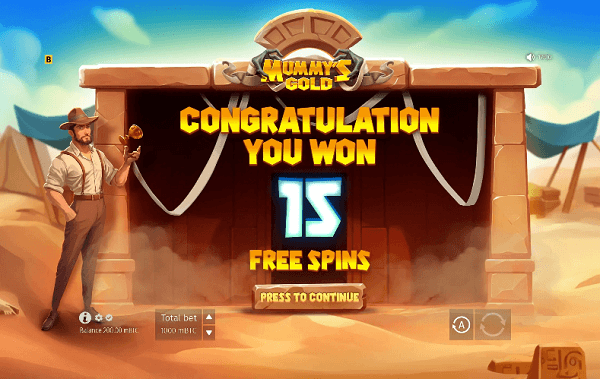 Mummy's gold gratis spins ronde