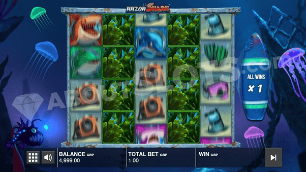 Reels op de online slot Razor Shark voor nederlanders