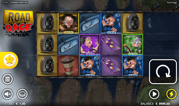 Road rage Online slot illustraties op het speelveld