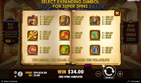 Super spins en de waardes van de symbolen op De Online Casino slot Book of the Fallen
