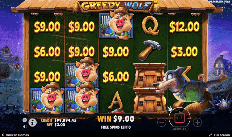greedy wolf bonus game screenshot