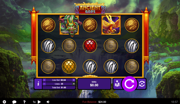 inzicht in het scherm van de online casino slot Ancient gods