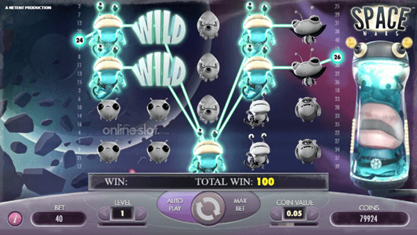 winnende combinatie van de online slot Space wars